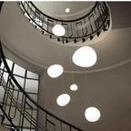 Milk White – Satin Glass Pendant Light with Metal Accents – for Living Room & Dining Room