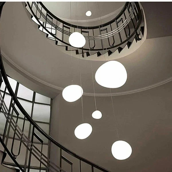 Milk White – Satin Glass Pendant Light with Metal Accents – for Living Room & Dining Room