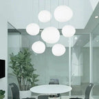 Milk White – Satin Glass Pendant Light with Metal Accents – for Living Room & Dining Room