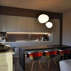 Milk White – Satin Glass Pendant Light with Metal Accents – for Living Room & Dining Room