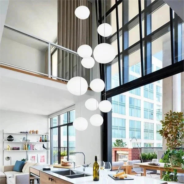 Milk White – Satin Glass Pendant Light with Metal Accents – for Living Room & Dining Room