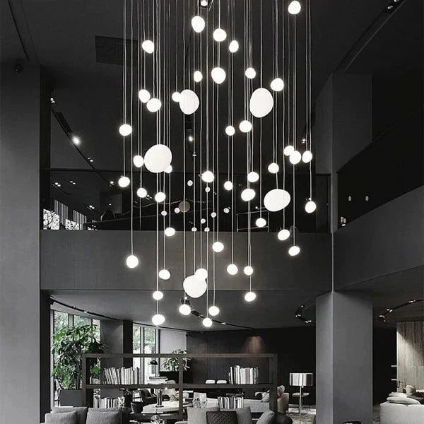 Milk White – Satin Glass Pendant Light with Metal Accents – for Living Room & Dining Room