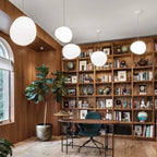 Milk White – Satin Glass Pendant Light with Metal Accents – for Living Room & Dining Room