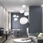 Milk White – Satin Glass Pendant Light with Metal Accents – for Living Room & Dining Room