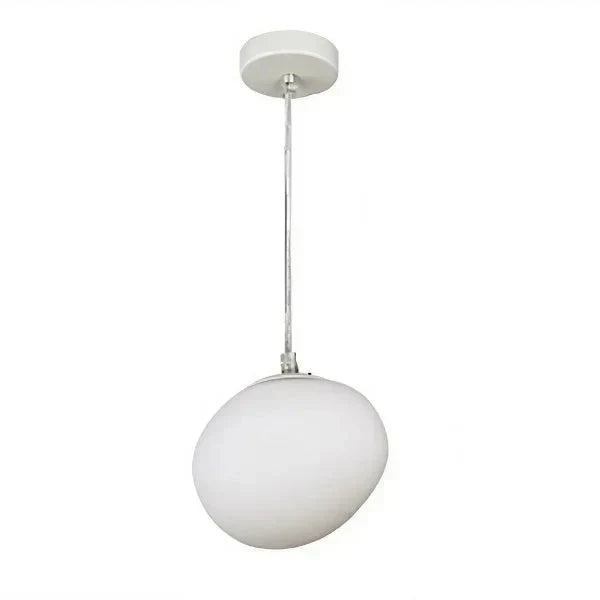 Milk White – Satin Glass Pendant Light with Metal Accents – for Living Room & Dining Room