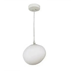 Milk White – Satin Glass Pendant Light with Metal Accents – for Living Room & Dining Room
