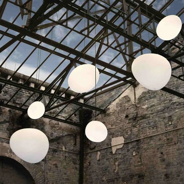 Milk White – Satin Glass Pendant Light with Metal Accents – for Living Room & Dining Room