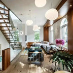 Milk White – Satin Glass Pendant Light with Metal Accents – for Living Room & Dining Room