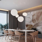 Milk White – Satin Glass Pendant Light with Metal Accents – for Living Room & Dining Room
