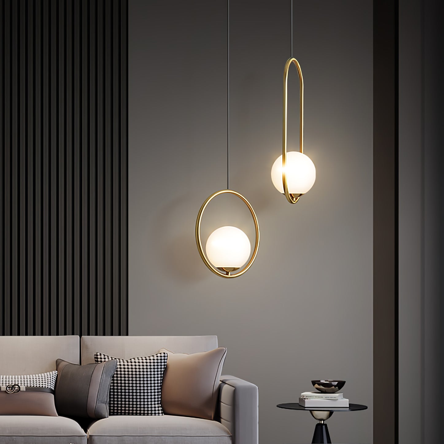 Milora: Pendant Light Made of Glass & Metal with Slim Silhouette – for Modern Interiors