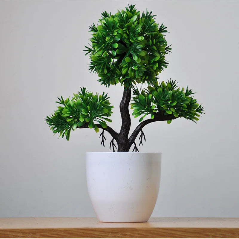 Mini Artificial Bonsai Tree Pot Realistic Plastic Desk Decor