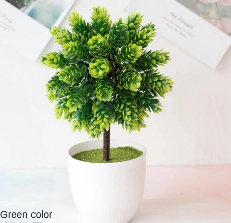 Mini Artificial Bonsai Tree Pot Realistic Plastic Desk Decor