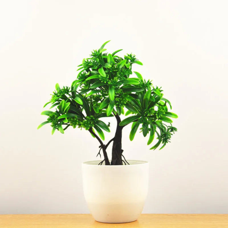 Mini Artificial Bonsai Tree Pot Realistic Plastic Desk Decor