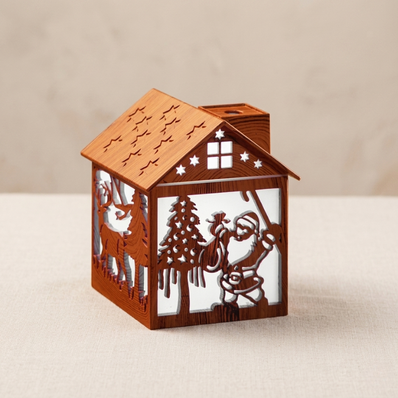 Mini Humidifier Ultrasonic ABS Wood House Design Night Light