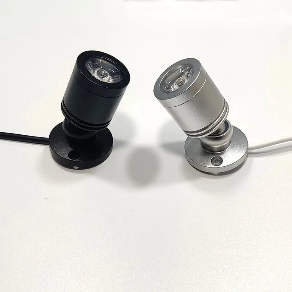 Mini LED Spotlight with USB Connection – Adjustable Accent Light in Warm & Cool White, 30° Beam Angle, Aluminum Finish
