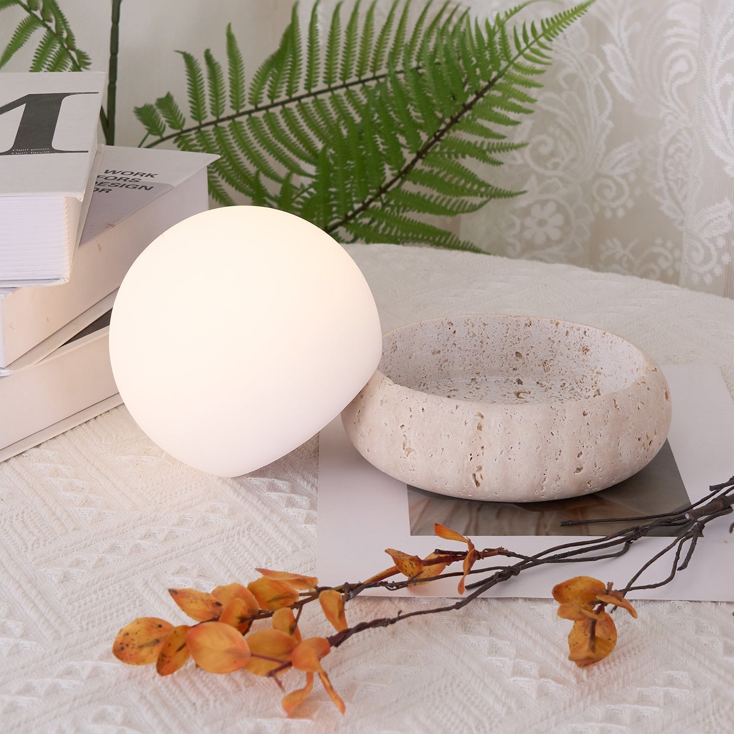 Fika - Travertine Table Lamp