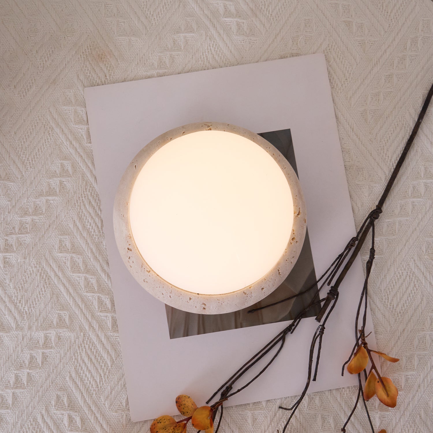Fika - Travertine Table Lamp