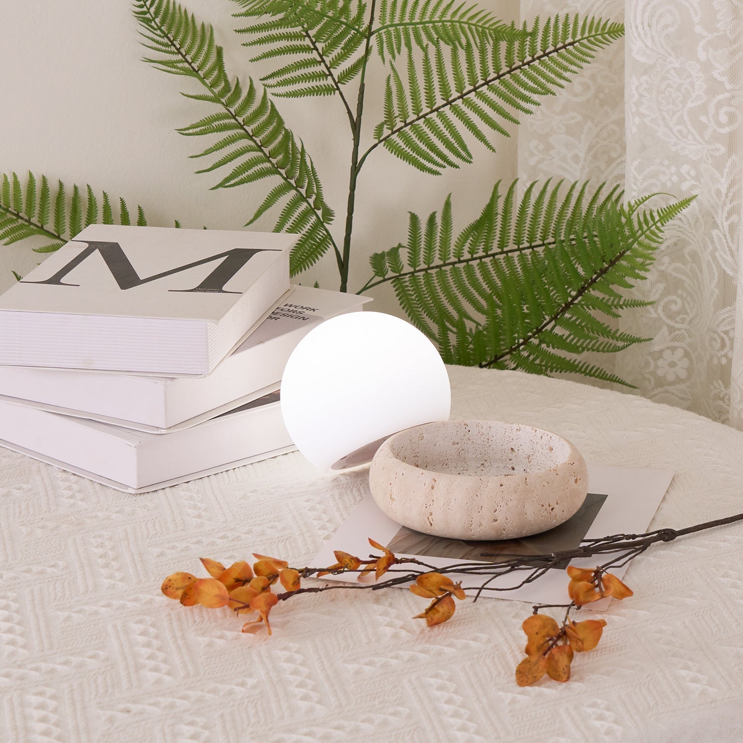 Fika - Travertine Table Lamp