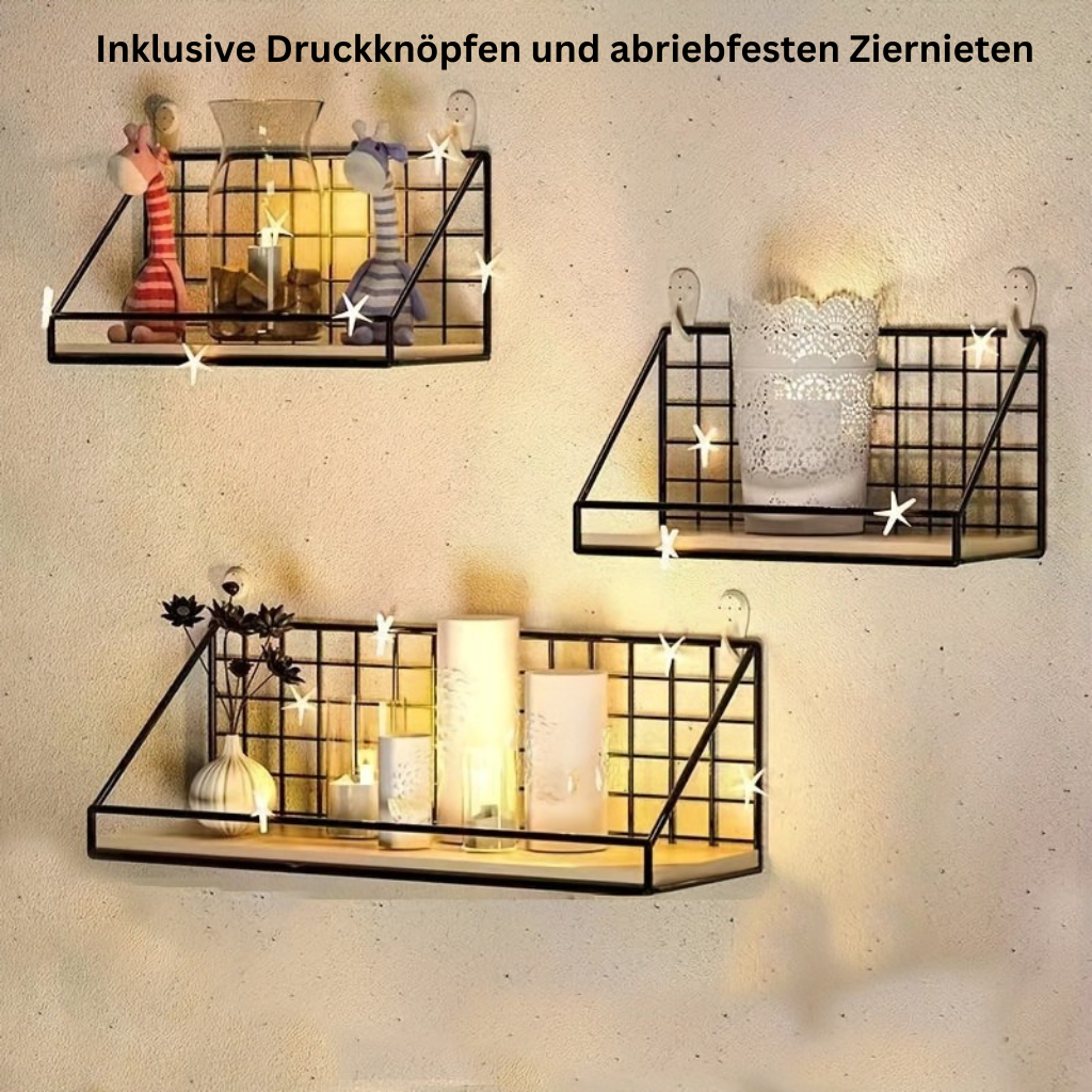 MinimalStahl: Modern Wall Shelf – Robust, Easy to Care for & Floating Without Drilling for Bedroom & Kitchen