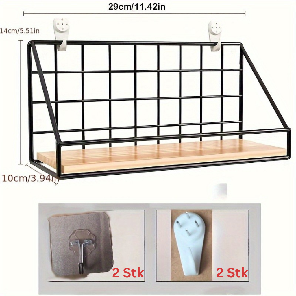 MinimalStahl: Modern Wall Shelf – Robust, Easy to Care for & Floating Without Drilling for Bedroom & Kitchen
