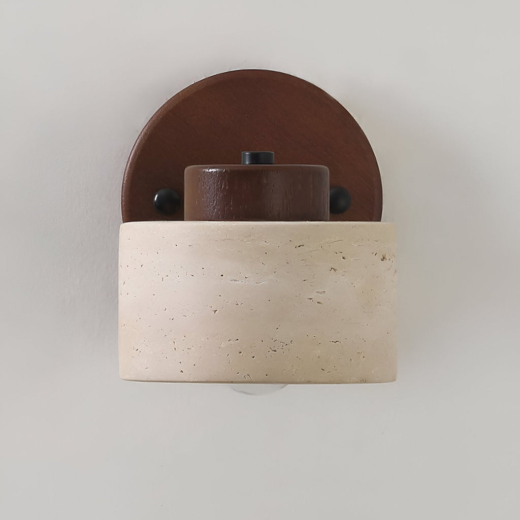 Minimalist LED Wall Light with Natural Stone and Wood – Modern Ambient Wall Sconce for Interior Lighting