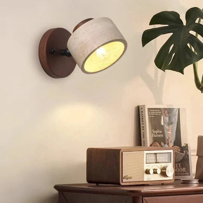 Minimalist LED Wall Light with Natural Stone and Wood – Modern Ambient Wall Sconce for Interior Lighting