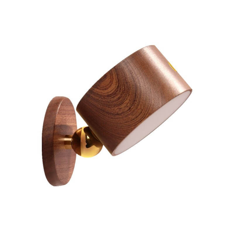 Minimalist Round LED Wall Sconce - Modern Wooden Design with Rechargeable Convenience for Ambient Lighting
