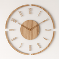Scandinavian Style Acrylic Glass Wall Clock with Wood Print – Modern Nordic Home Decor