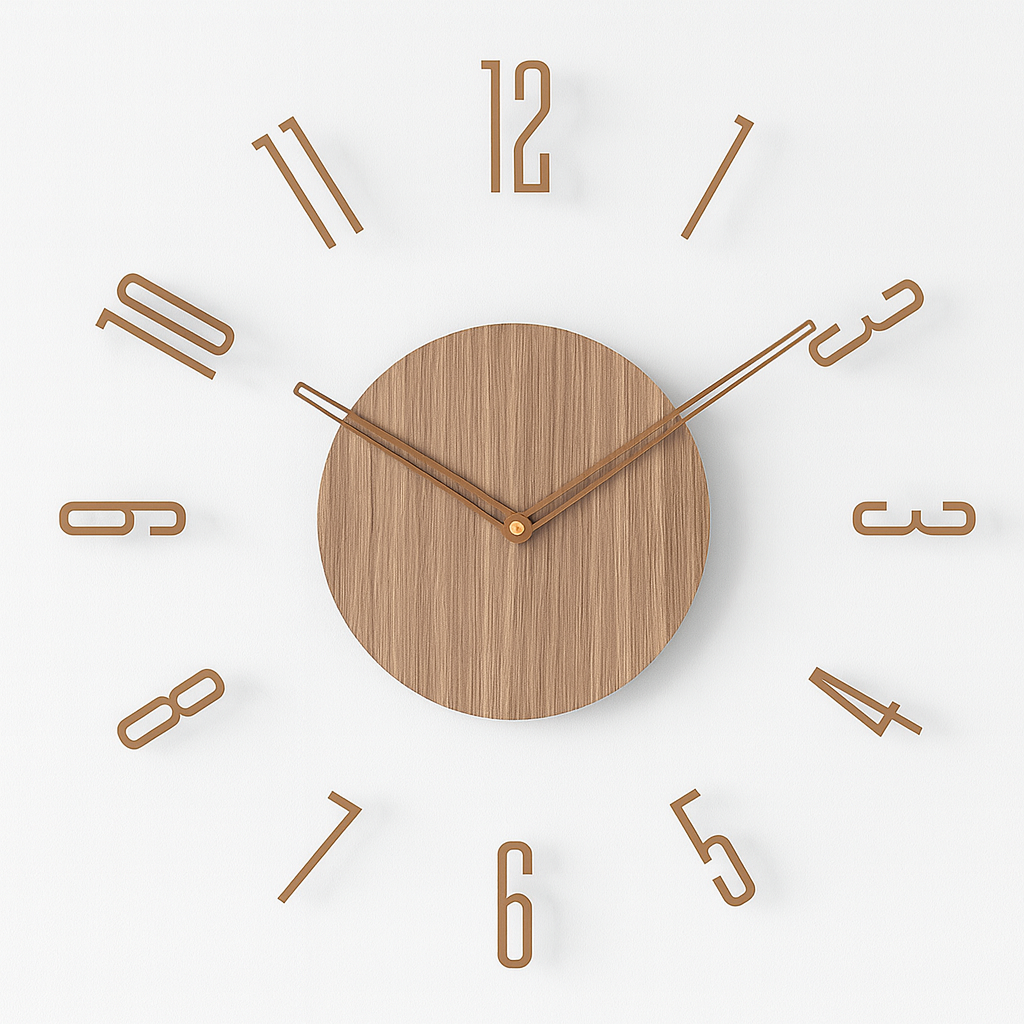 Scandinavian Style Acrylic Glass Wall Clock with Wood Print – Modern Nordic Home Decor