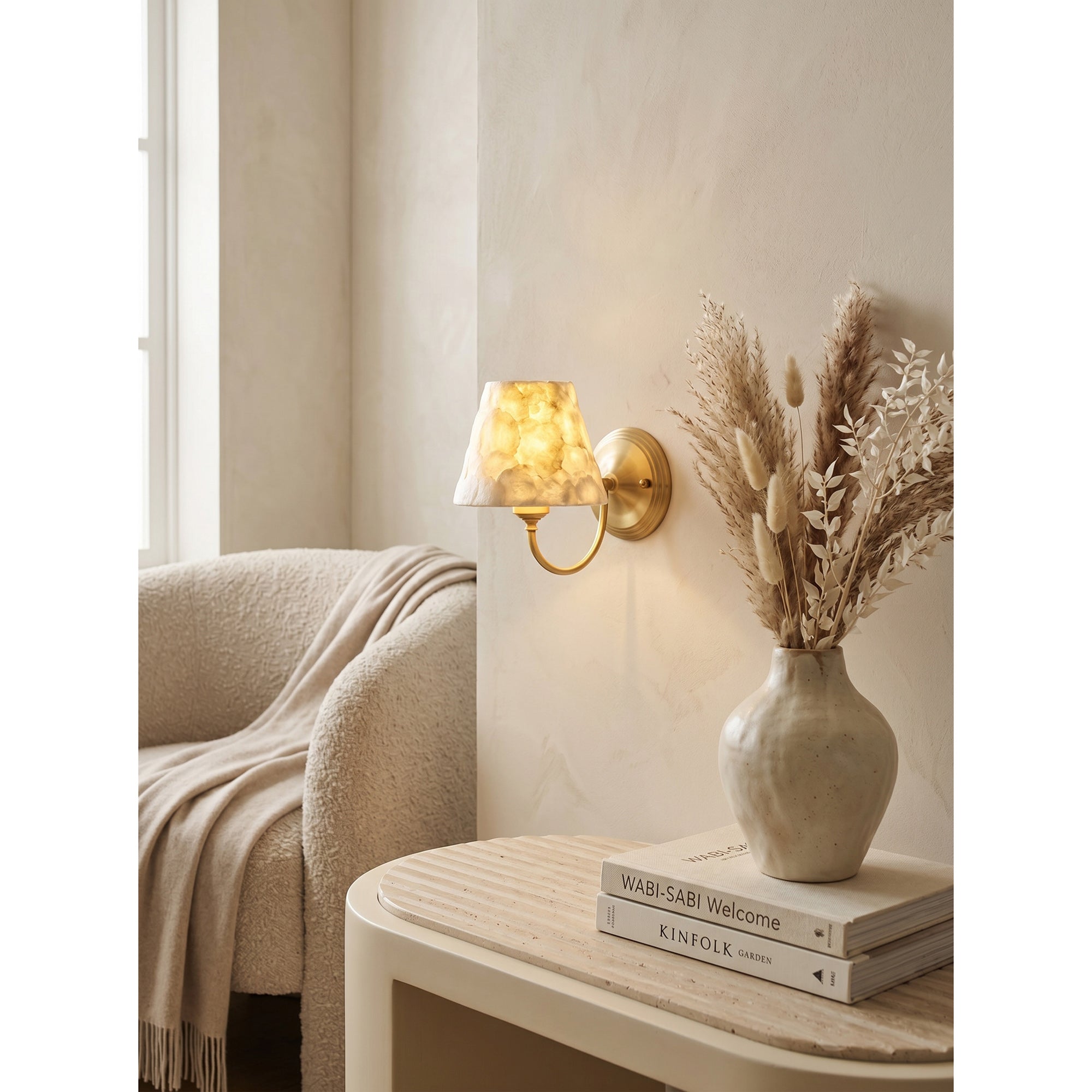 Mira Natural Shell & Brass Wall Sconce