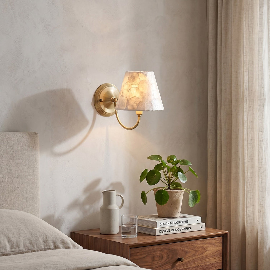 Mira Natural Shell & Brass Wall Sconce