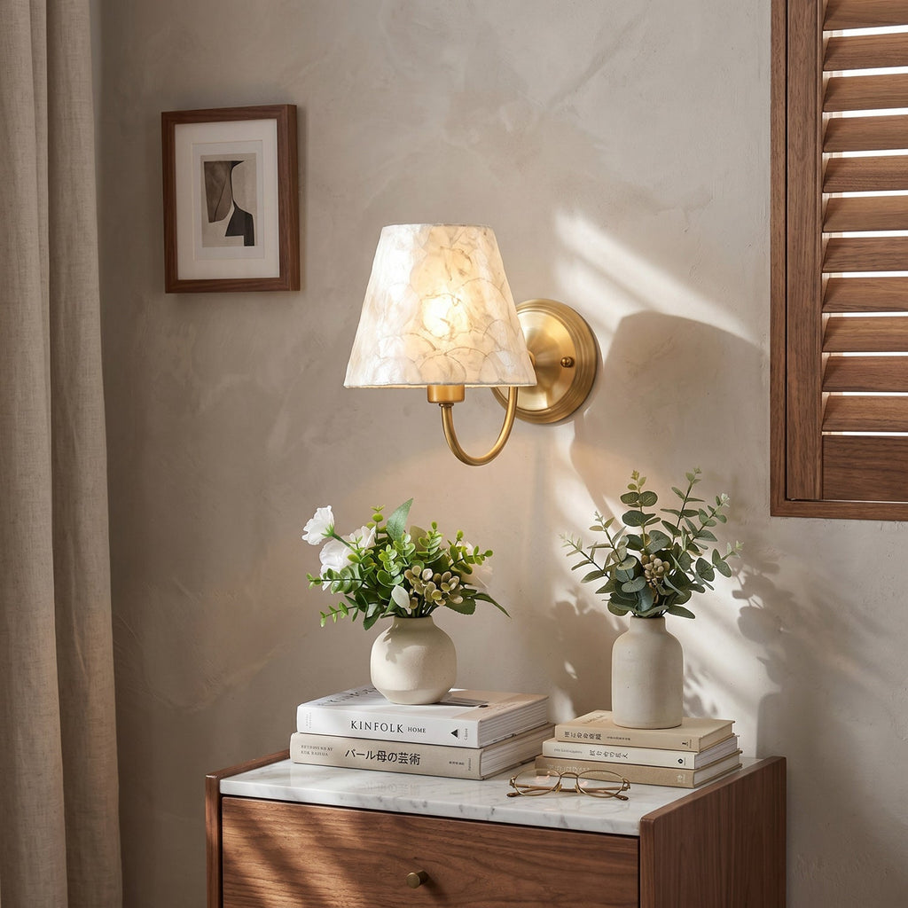 Mira Natural Shell & Brass Wall Sconce