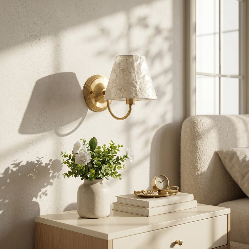 Mira Natural Shell & Brass Wall Sconce