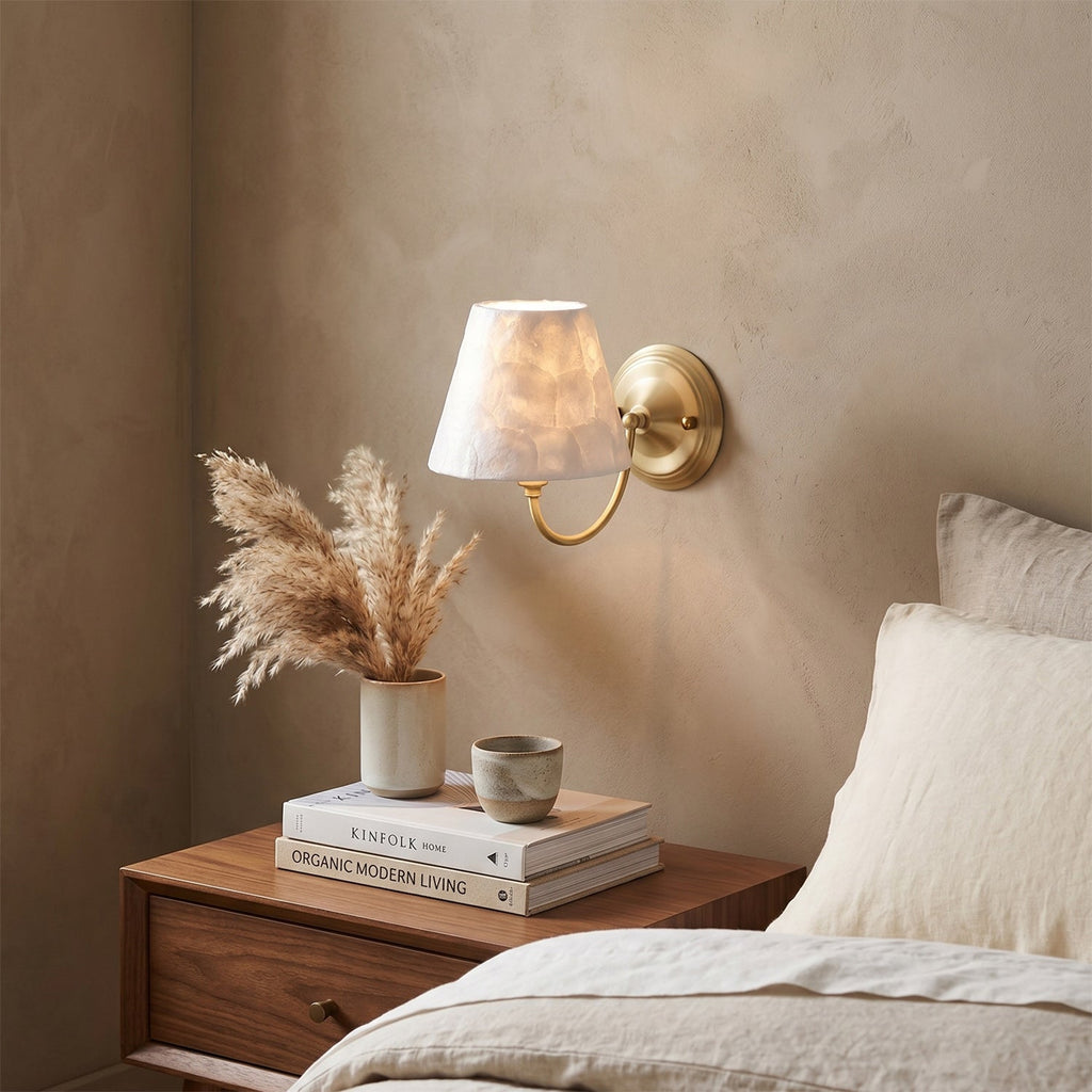 Mira Natural Shell & Brass Wall Sconce