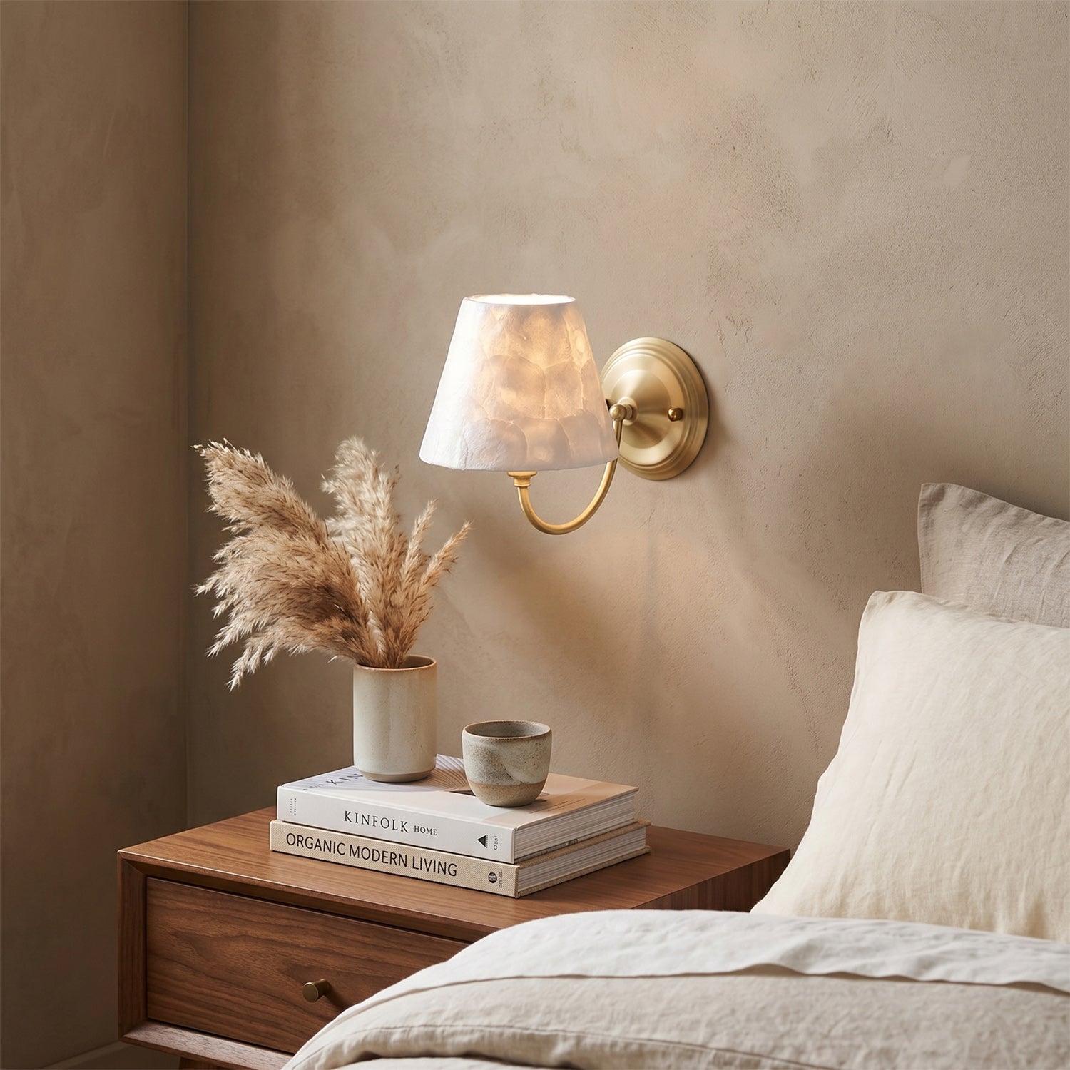 Mira Natural Shell & Brass Wall Sconce