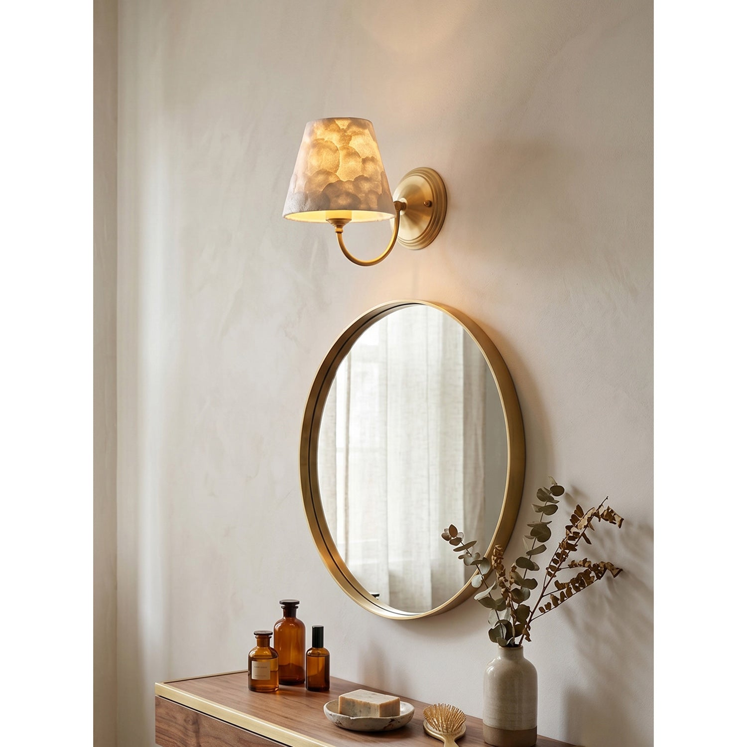 Mira Natural Shell & Brass Wall Sconce