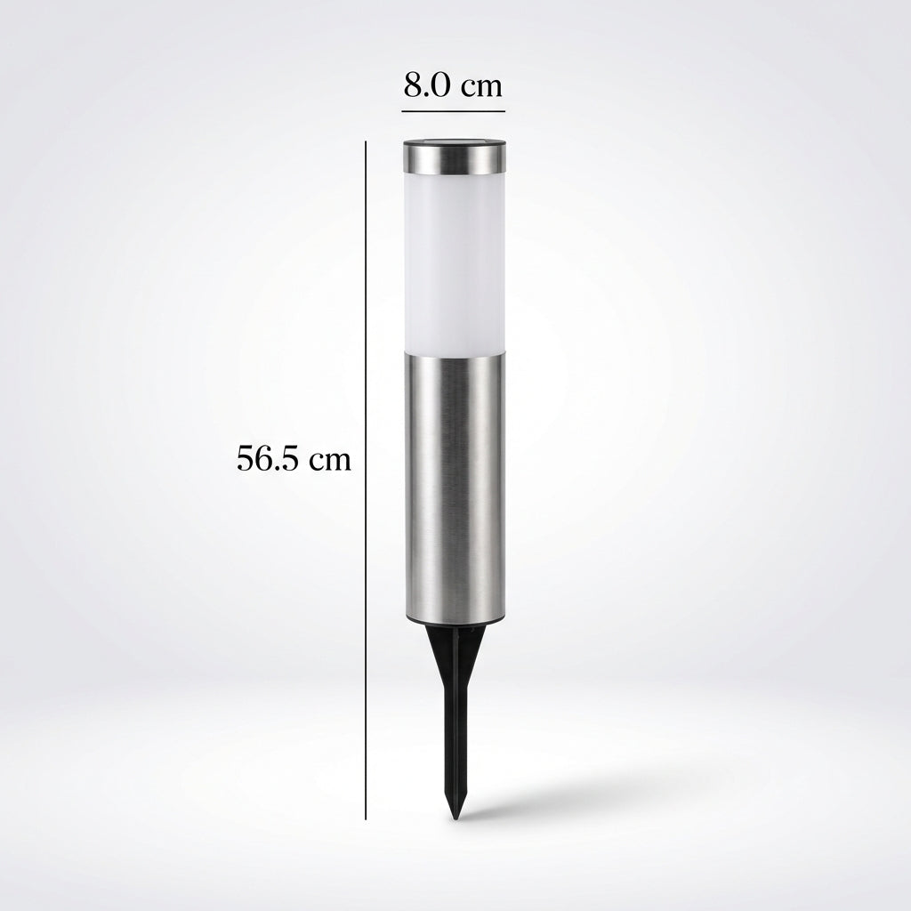 Modern Cylindrical Solar LED Garden Bollard Light 1-Light