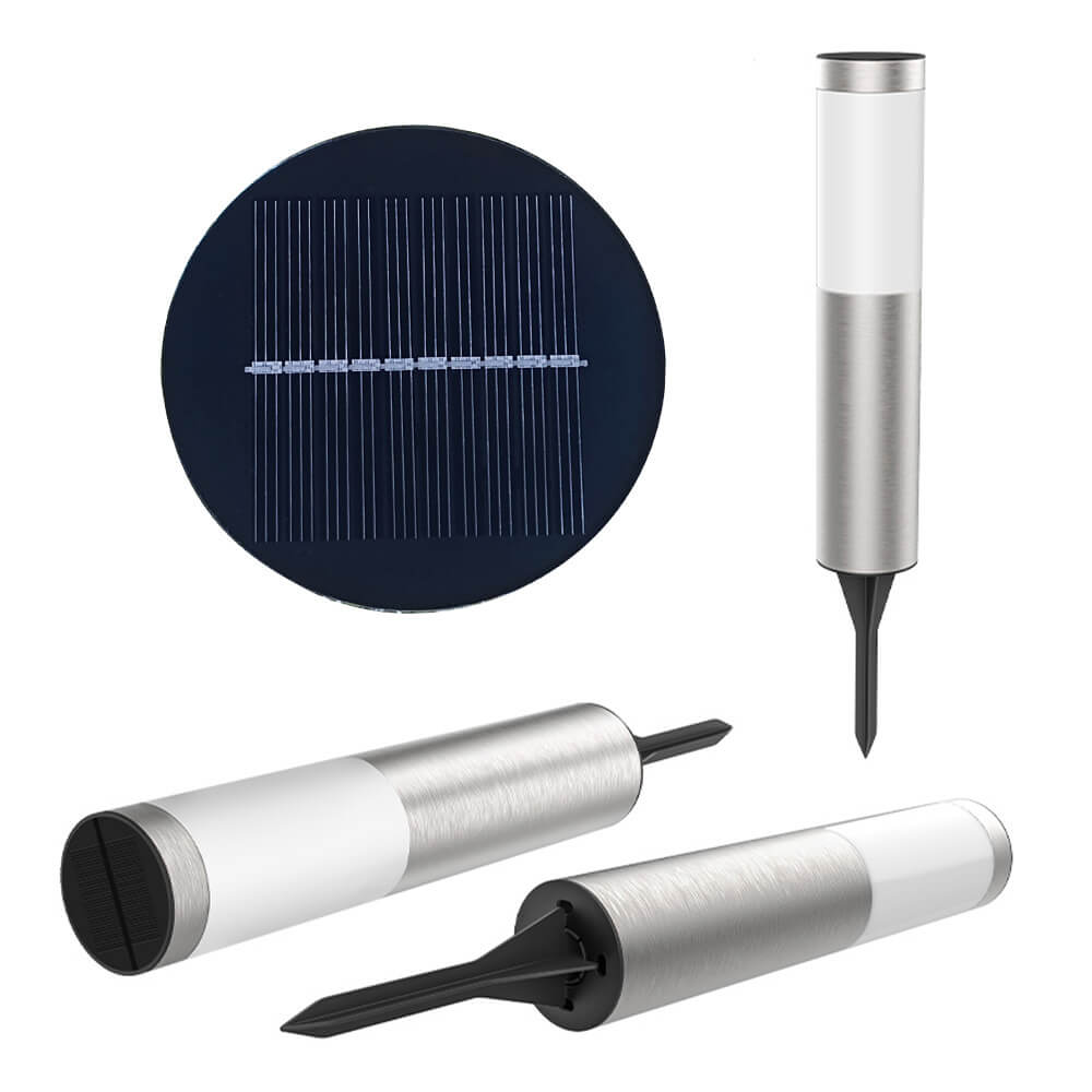 Modern Cylindrical Solar LED Garden Bollard Light 1-Light