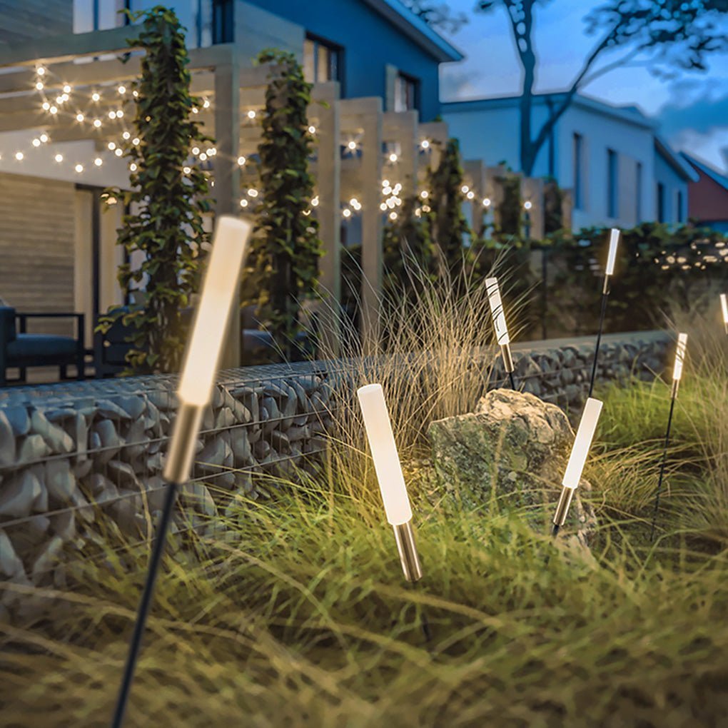 Modern Cylindrical Solar LED Garden Stake Light 1-Light
