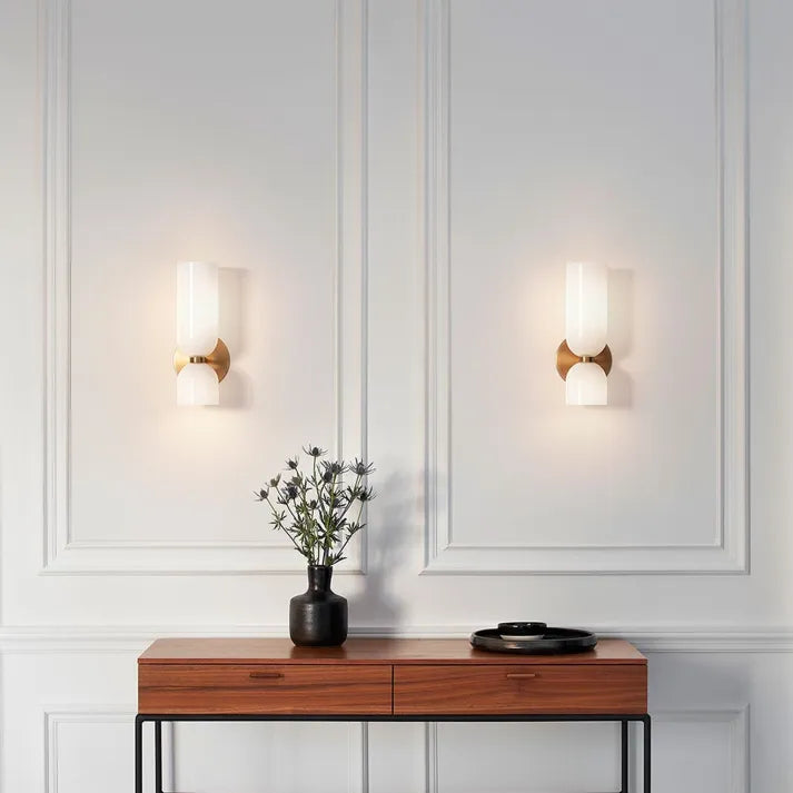 Modern Glass Cylinder LED Wall Light 2-Light
