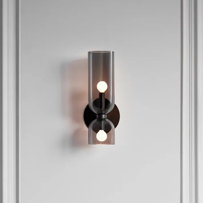 Modern Glass Cylinder LED Wall Light 2-Light