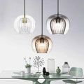 LuxeSphere Glass Pendant Light | Sculptural Ribbed Design