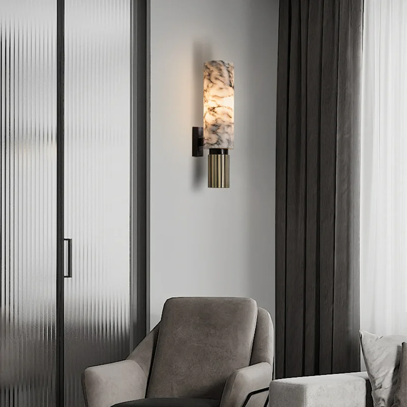 Modern Marble Cylinder LED Wall Light 1-Light