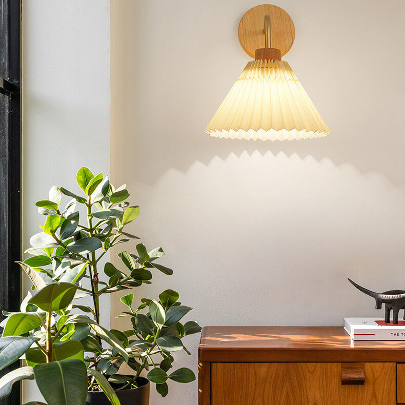 Modern Minimalist Pleated Cone Wall Sconce Lamp 1-Light