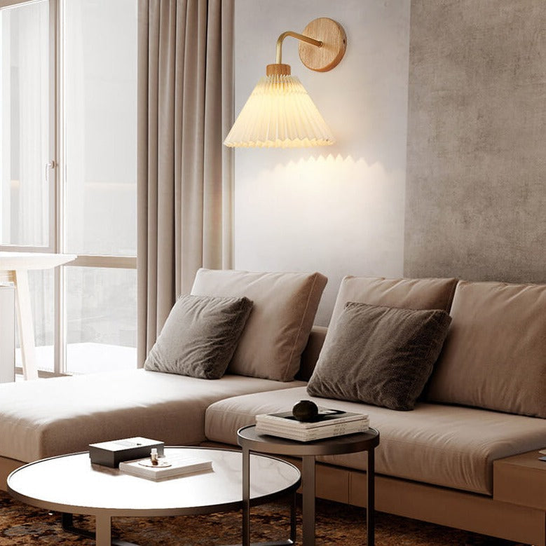 Modern Minimalist Pleated Cone Wall Sconce Lamp 1-Light