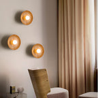 Modern Minimalist Wood Round 1-Light LED Wall Sconce Lamp