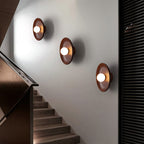 Modern Minimalist Wood Round 1-Light LED Wall Sconce Lamp