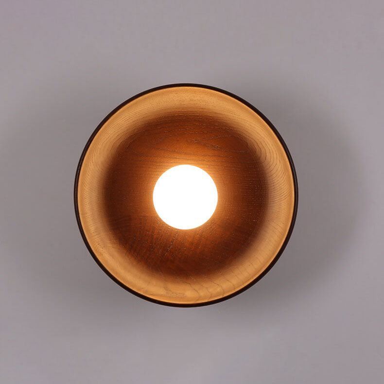Modern Minimalist Wood Round 1-Light LED Wall Sconce Lamp