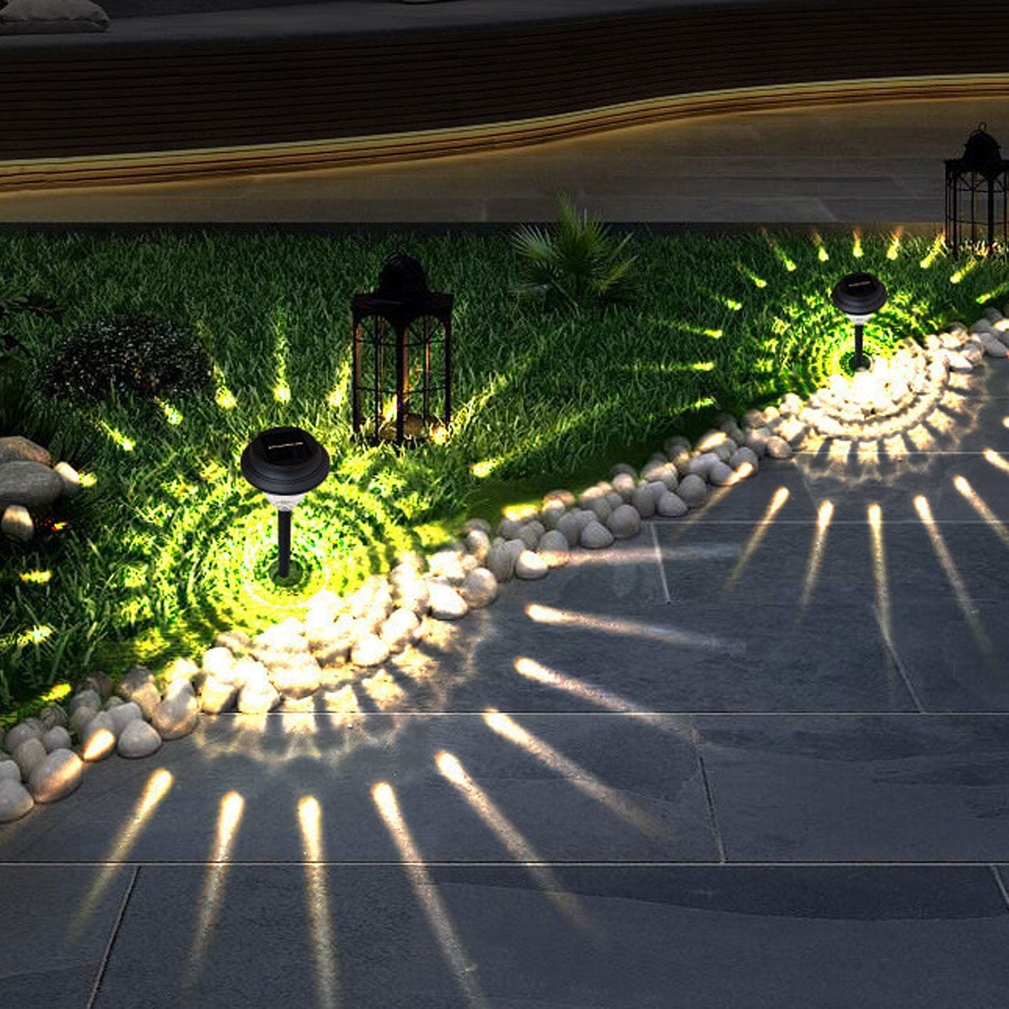 Modern Round Solar LED Garden Stake Light 1-Light