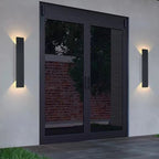 Modern Slim Rectangular LED Outdoor Wall Sconce Lamp 2-Light
